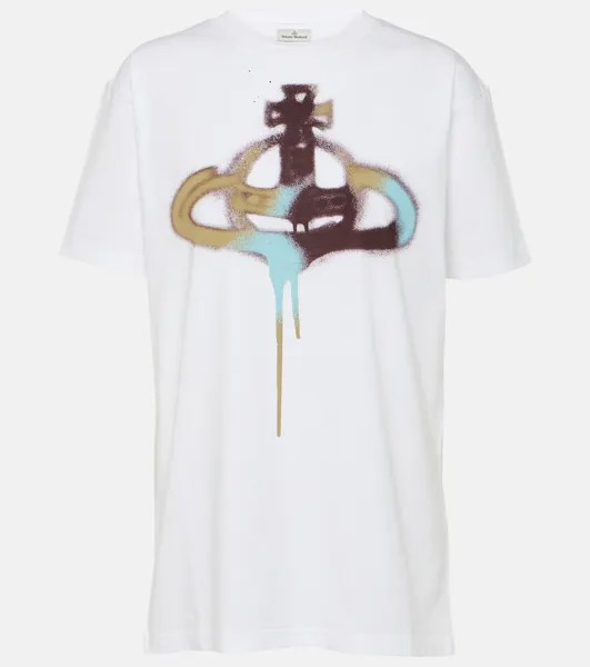 Хлопковая футболка с принтом orb Vivienne Westwood, белый