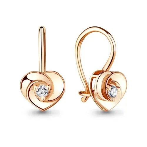 Серьги золото, 585 проба, фианит