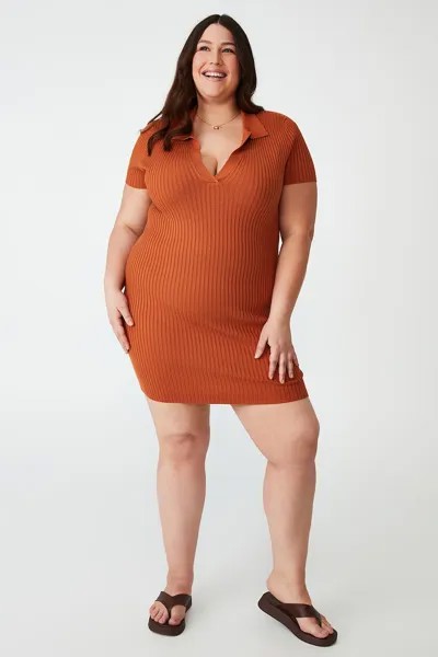 Короткое платье с волнистым вырезом Cotton On, оранжевый