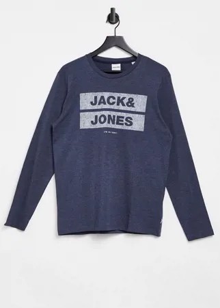 Темно-синий лонгслив с логотипом Jack & Jones