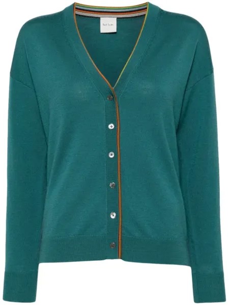 Шерстяной кардиган с отделкой в полоску Paul Smith, синий