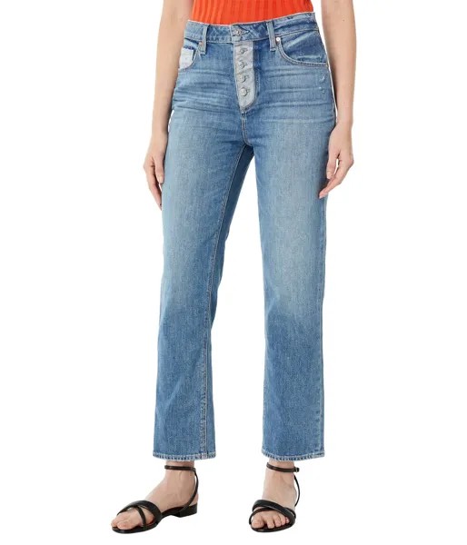 Джинсы Paige, Sarah Straight Ankle w/ Exposed Buttonfly + Reverse Details in Magda Distressed