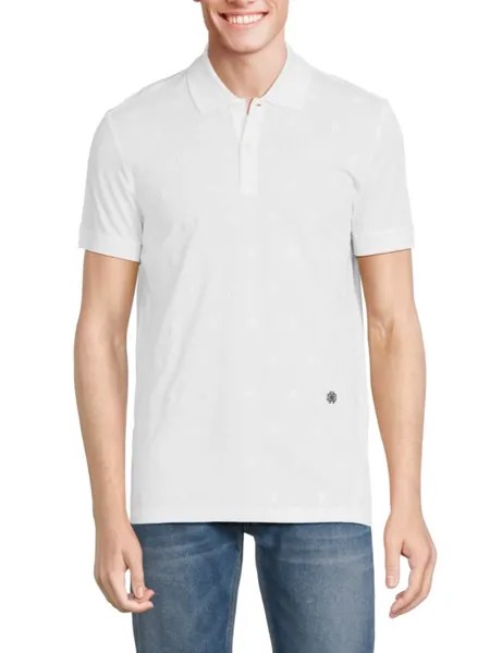 Текстурированная футболка-поло с логотипом Roberto Cavalli, белый