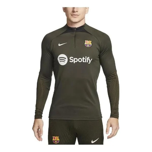 Футболка Барселона 22 23 тренировочная майка с длинным рукавом Nike, зеленый
