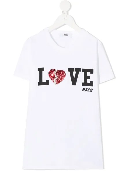 Msgm Kids футболка с декорированным принтом