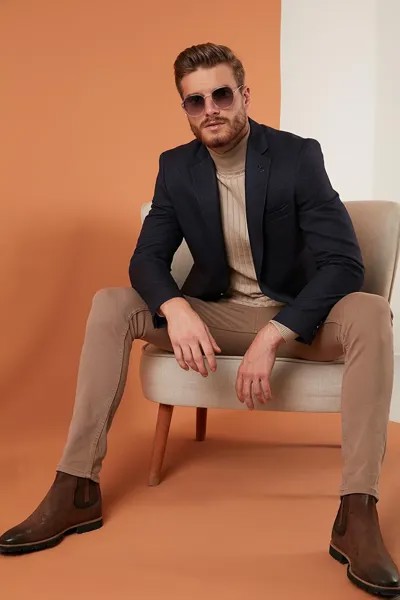 Пиджак Slim Fit на пуговицах с одной прорезью 2163763 Buratti, индиго