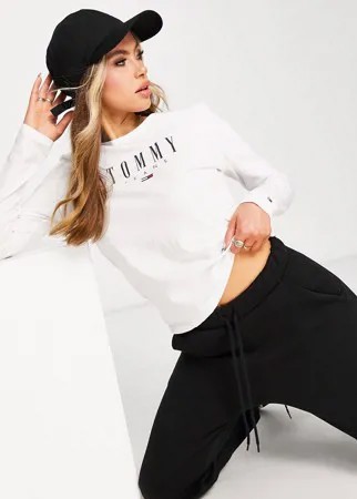 Белый лонгслив с логотипом Tommy Jeans