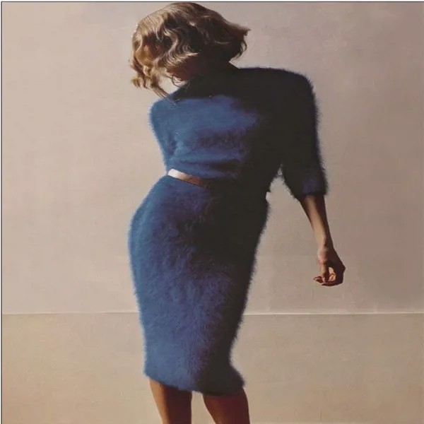 Новинка, новинка, норковый кашемир, пушистое элегантное женское зимнее платье высокого качества, под заказ, темно-синего цвета, приталенное сексуальное платье Morandi Z133