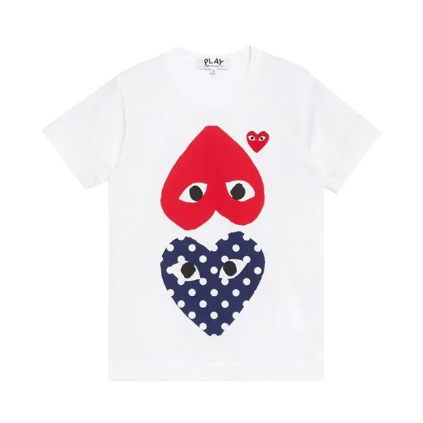 Футболка Comme des Garçons PLAY Polka Dot Upside Down Heart T-Shirt White, белый