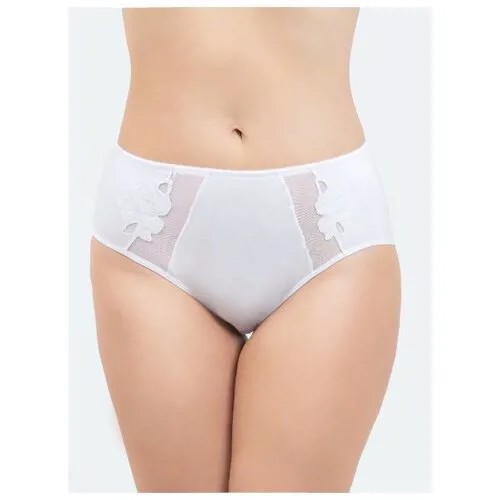 Vis-a-Vis Трусы слипы высокой посадки с сеткой и вышивкой, размер XXXXXL, white