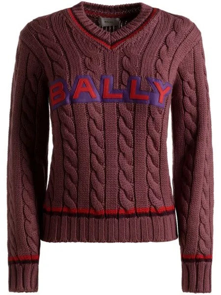 Джемпер из шерсти мериноса с логотипом Bally, фиолетовый