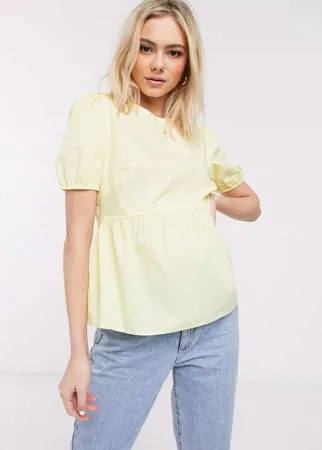 Поплиновая блузка лимонно-желтого цвета New Look-Желтый