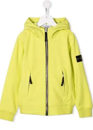 Stone Island Junior куртка на молнии с капюшоном и нашивкой-логотипом