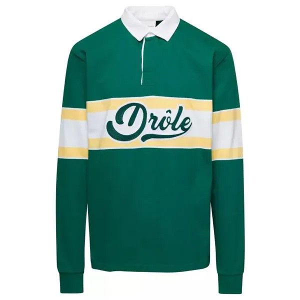 Футболка long sleeved polo shirt with drole print in Drôle De Monsieur, зеленый