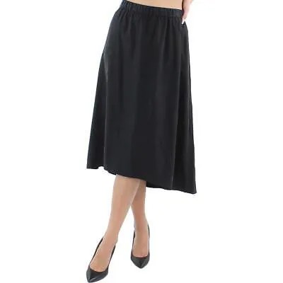 Женская черная атласная юбка-миди без застежек Eileen Fisher L BHFO 0941
