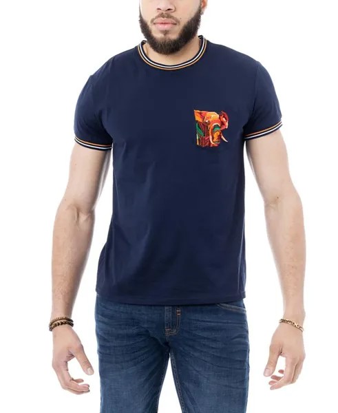 Мужская футболка с круглым вырезом и карманом с вышивкой слона X-Ray, синий