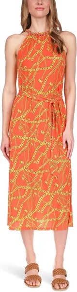 Платье миди с цепочным вырезом MICHAEL Michael Kors, цвет Optic Orange