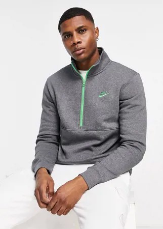 Серый свитшот с короткой молнией 1/2 Nike Club
