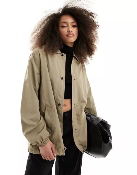 Бежевая спортивная куртка оверсайз ASOS
