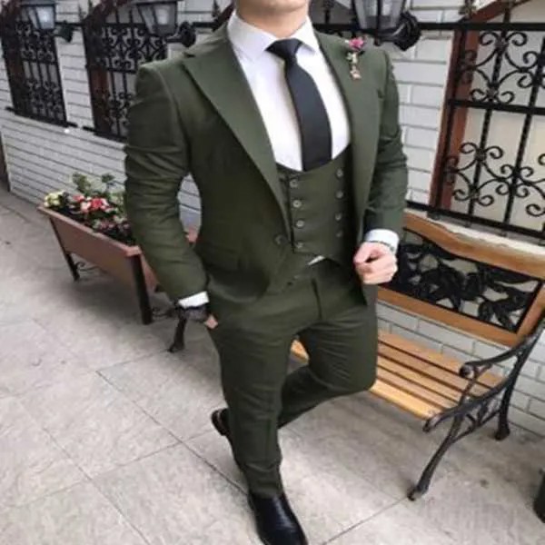 Костюм мужской зеленый двубортный, облегающий, на заказ, для деловых и свадебвечерние встреч, смокинги для жениха, выпускного вечера, компле...