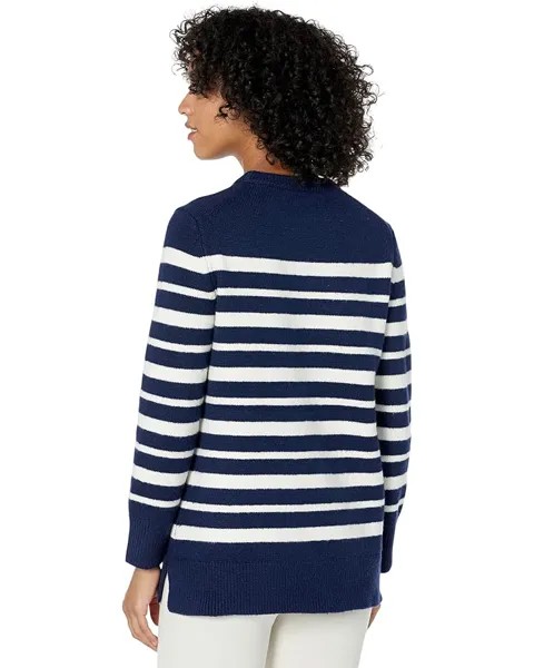 Свитер Draper James Pointelle Pullover in Varigated Stripe, цвет Nassau Navy Multi