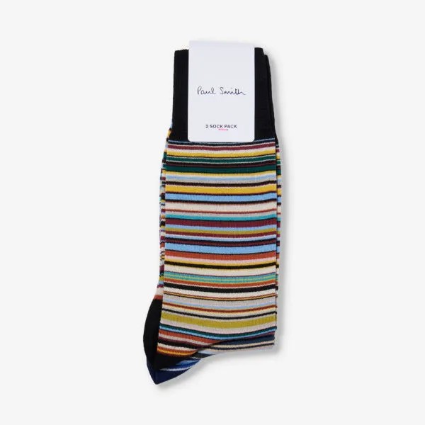 Фирменные носки из эластичного хлопка, комплект из двух штук Paul Smith, мультиколор