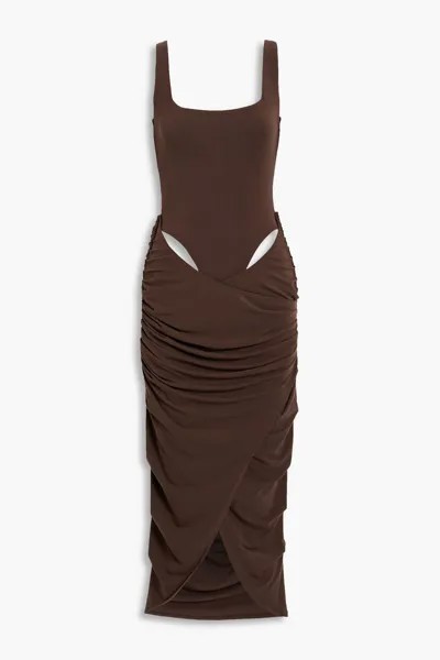 Платье макси Mariah из эластичного джерси с вырезами и сборками PARIS GEORGIA, шоколад