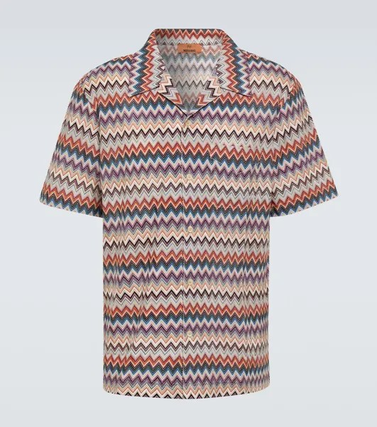 Рубашка для боулинга из смесового хлопка с зигзагом Missoni, мультиколор