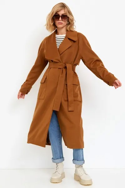 Пальто женское ASHE F18C1BR коричневое onesize