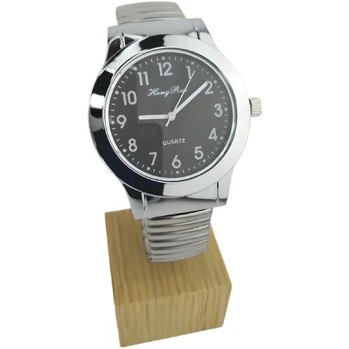 Наручные часы Кварцевые наручные часы/ металлический браслет-резинка/ черный циферблат, кварцевые, черный