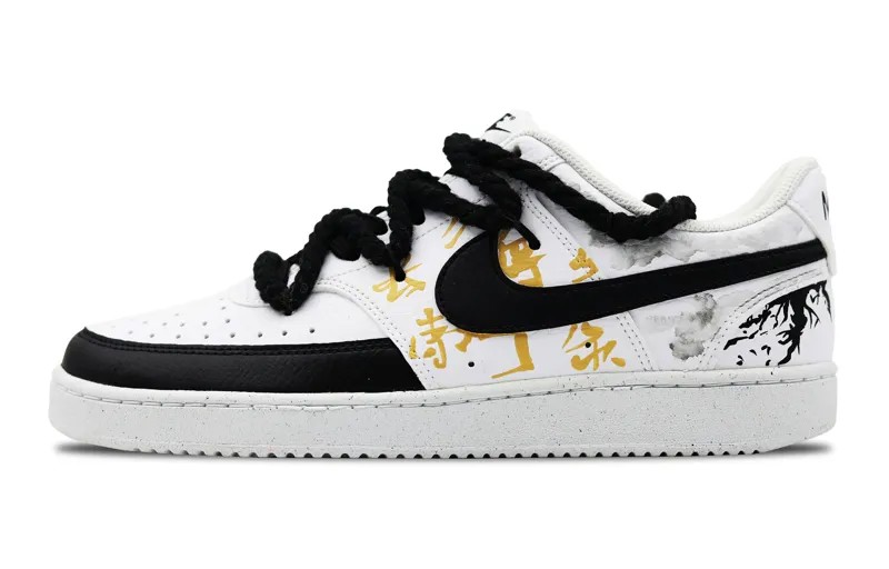 Кроссовки Nike Court Vision 1 Skateboarding Shoes Women's Low-top Black/White/Gold, золотой