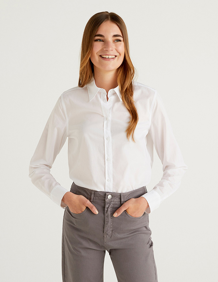 Рубашка женская United Colors of Benetton 21A_5CQY5QC13 белая XL