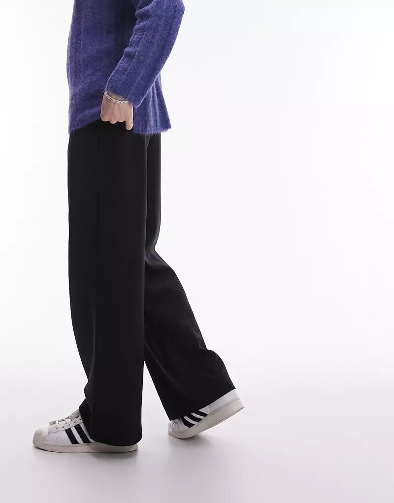 Черные трикотажные джоггеры с драпировкой Topman