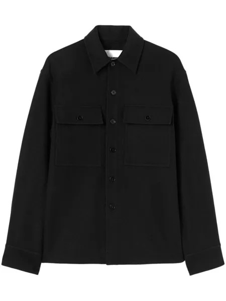 Jil Sander шерстяная рубашка с длинными рукавами, черный