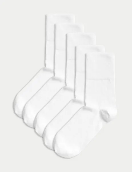 5 пар носков до щиколотки с высоким содержанием хлопка Marks & Spencer, белый
