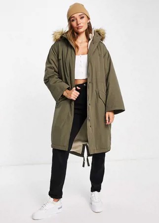 Парка в стиле oversized с подкладкой из искусственного меха цвета темное хаки ASOS DESIGN-Зеленый цвет