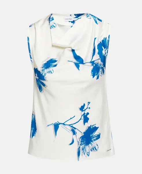 Атласная блузка-рубашка Calvin Klein, цвет Oatmeal