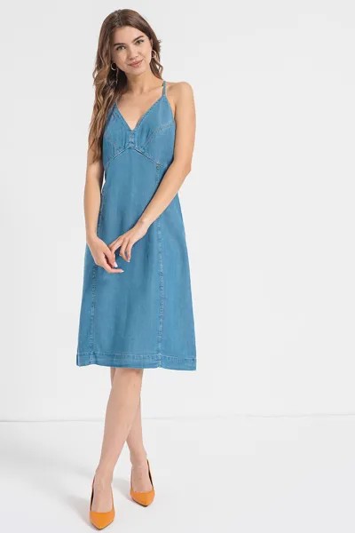 Джинсовое платье с перекрестными бретелями Guess, синий