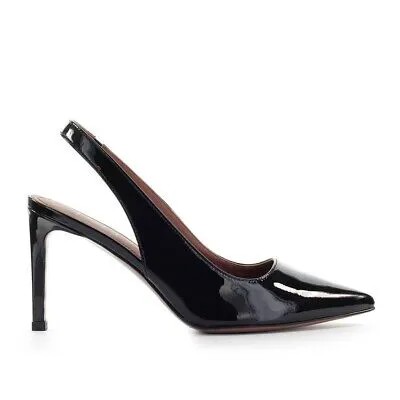 Lautre Chose Женские туфли-лодочки черного цвета из лакированной кожи с ремешком на спине