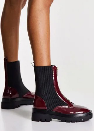 Бордовые ботинки на молнии Miss Selfridge Army-Красный