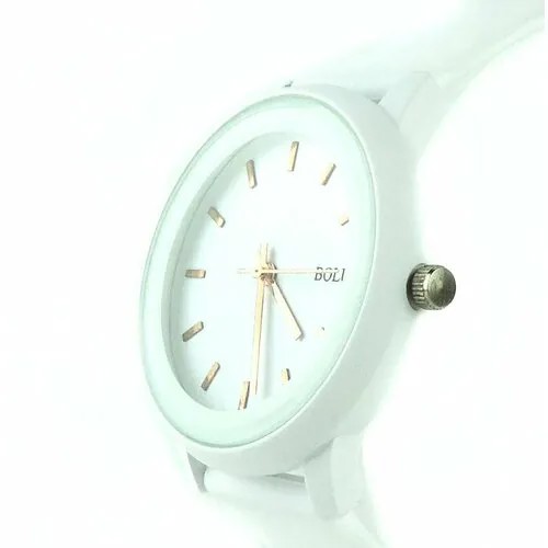 Наручные часы Женские наручные часы, кварцевый механизм, резиновый цветной ремешок, белые, белый