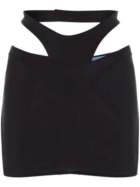 Mugler юбка мини с вырезами, черный