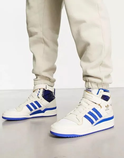 Бело-синие кроссовки adidas Originals Forum 84 Hi до щиколотки