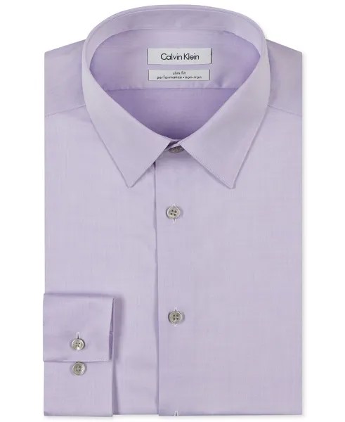 Мужская классическая рубашка slim fit non iron performance с воротником в елочку Calvin Klein, сиреневый