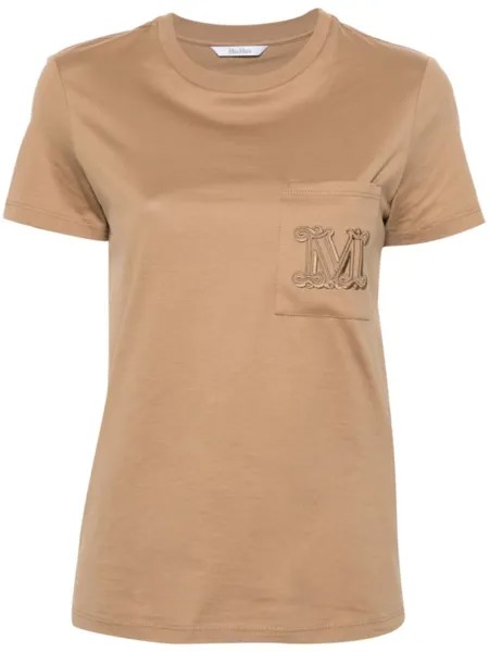 Max Mara футболка с вышитым логотипом, нейтральный цвет