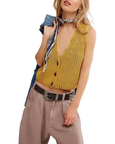 Свитер Free People Close To Me Vest, цвет Mustard Gold