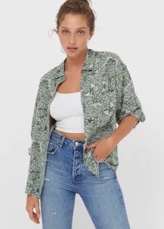 Stradivarius Рубашка Свободного Кроя С Карманом Multicolor S