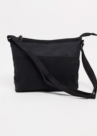 Черная сумка через плечо из нейлона и флиса ASOS DESIGN-Черный цвет