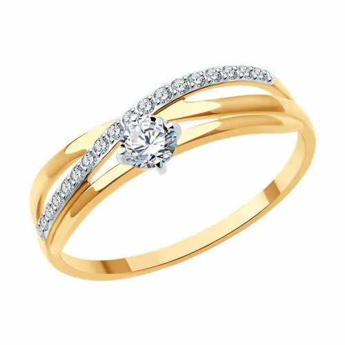 Кольцо Diamant, красное золото, 585 проба, фианит, размер 16.5, бесцветный