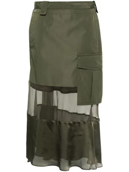 Sacai юбка асимметричного кроя, зеленый